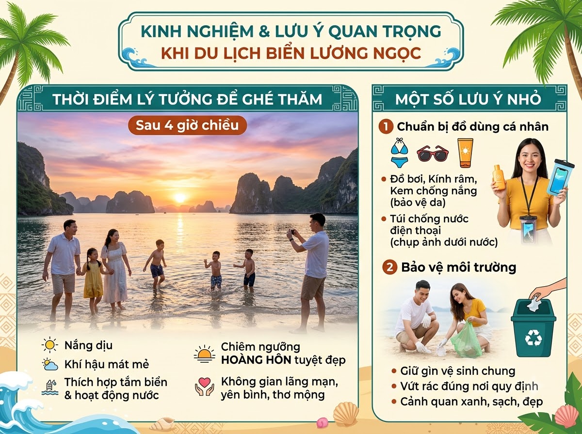 Kinh nghiệm và lưu ý quan trọng khi đi du lịch bãi tắm Lương Ngọc
