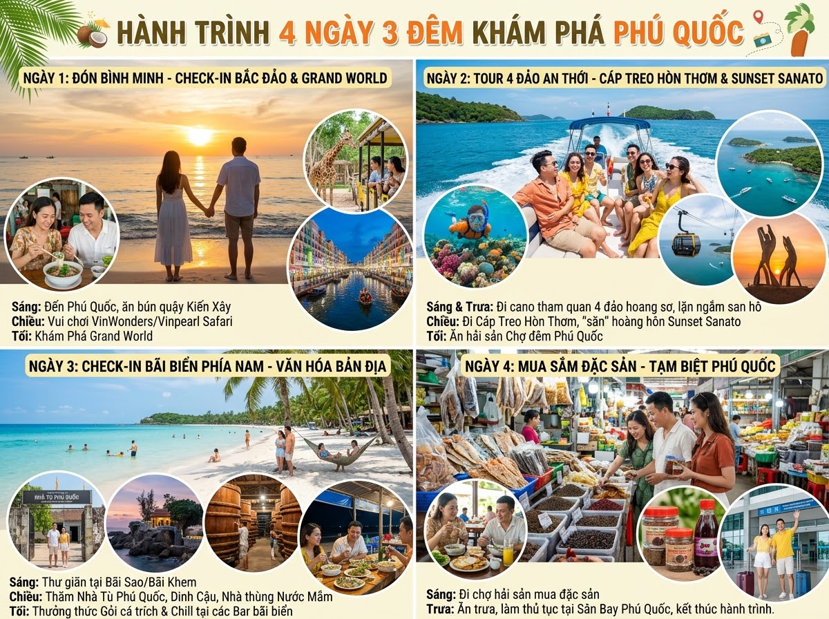 Gợi ý lịch trình 1: Khám phá đảo ngọc Phú Quốc (4 ngày 3 đêm)