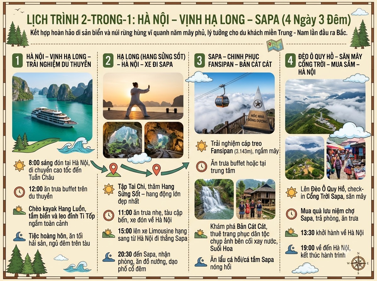 Lịch trình 2: Hà Nội – Vịnh Hạ Long – Sapa (4 Ngày 3 Đêm)