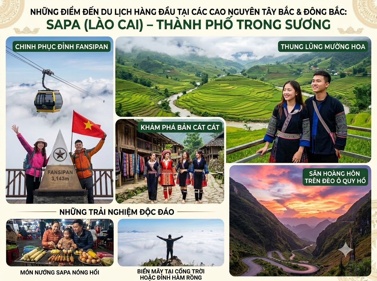 Sapa (Lào Cai) – Thành phố trong sương - Top các địa điểm du lịch vùng núi cao Tây Bắc & Đông Bắc 