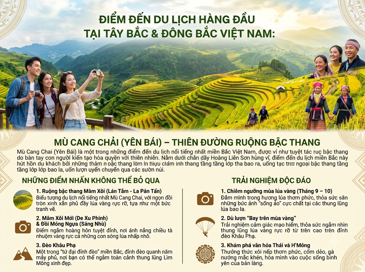 Mù Cang Chải (Yên Bái) – Thiên đường ruộng bậc thang - Top các địa điểm du lịch vùng núi cao Tây Bắc & Đông Bắc 