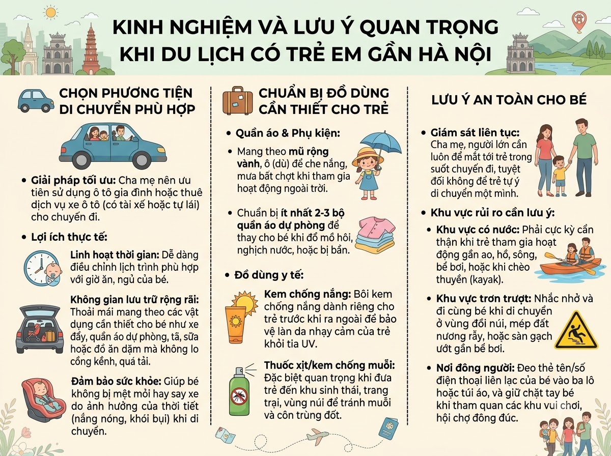 Kinh nghiệm và lưu ý quan trọng khi đưa trẻ đi du lịch gần Hà Nội