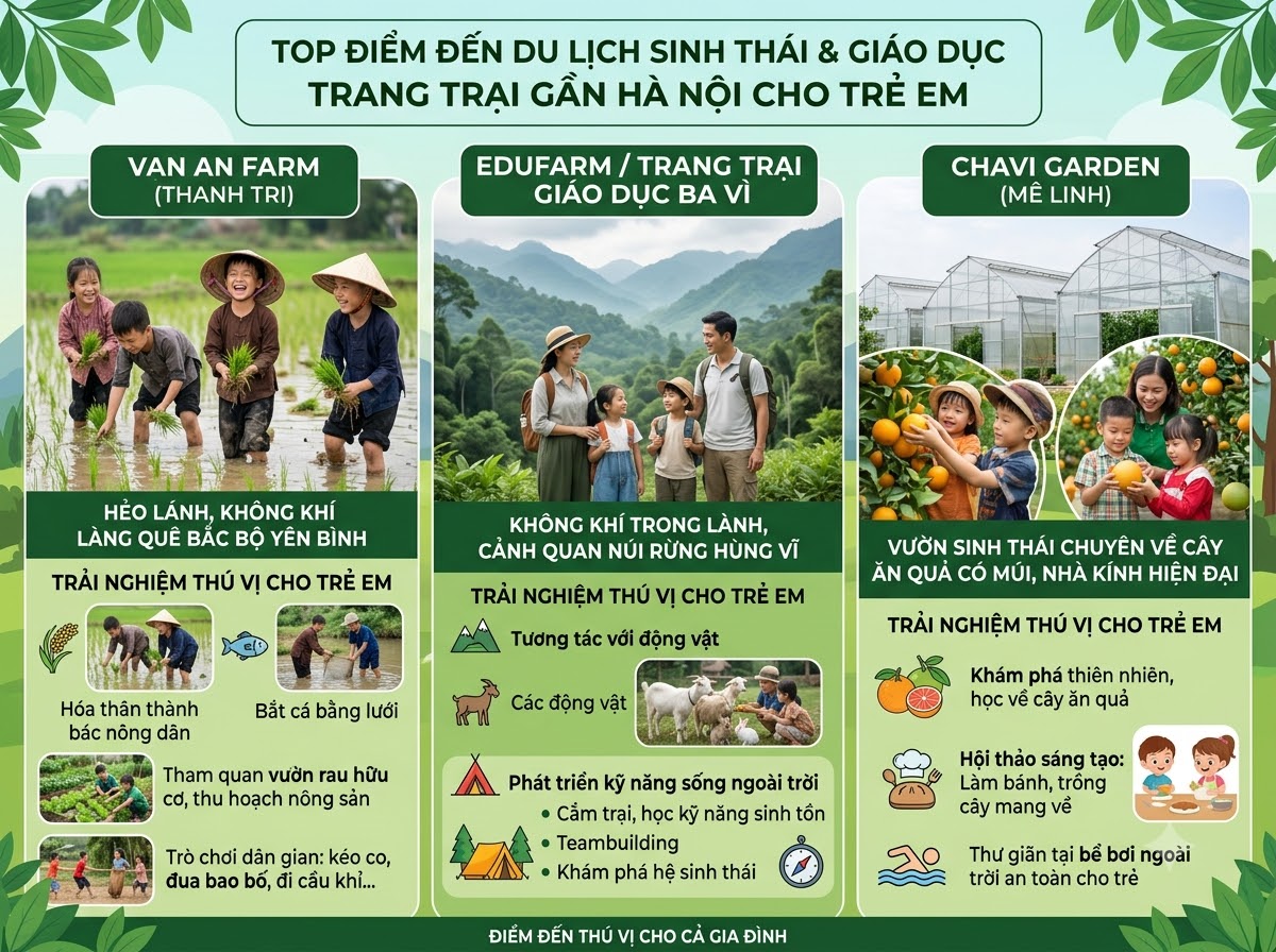 Top các khu du lịch sinh thái và trang trại giáo dục gần Hà Nội cho bé
