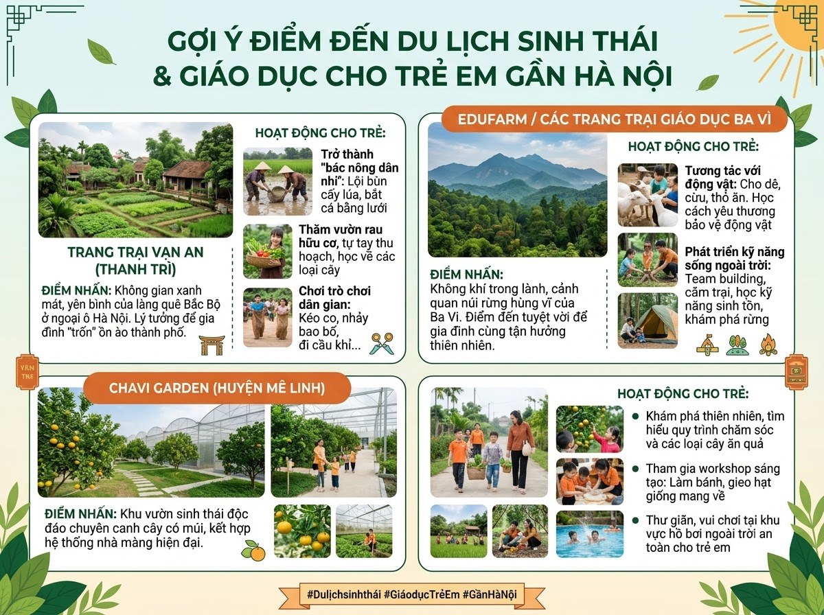 Top các khu du lịch sinh thái và trang trại giáo dục gần Hà Nội cho bé