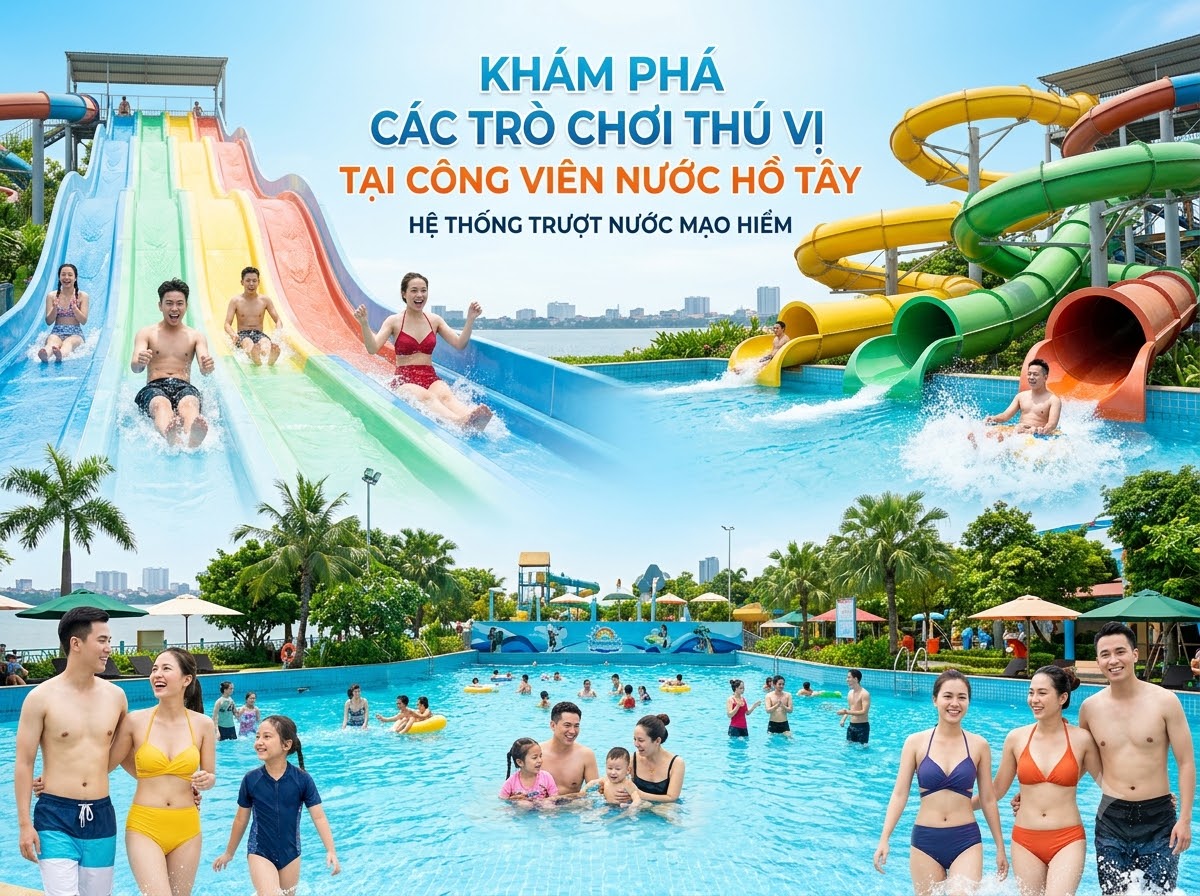 Hệ thống đường trượt cảm giác mạnh tại công viên Nước Hồ Tây