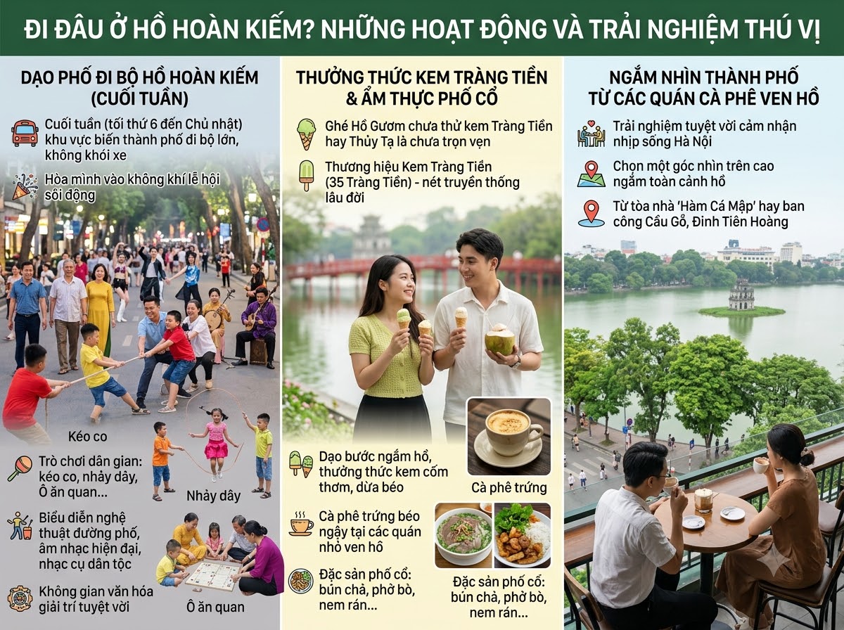 Hồ Gươm có gì chơi? Các hoạt động ngắm phố phường từ các quán cà phê view hồ