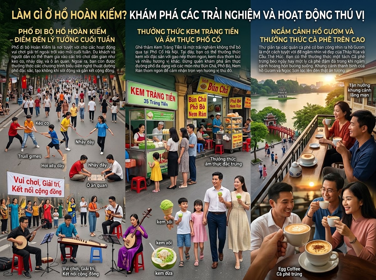 Hồ Gươm có gì chơi? Các hoạt động dạo bước tại Phố đi bộ Hồ Gươm