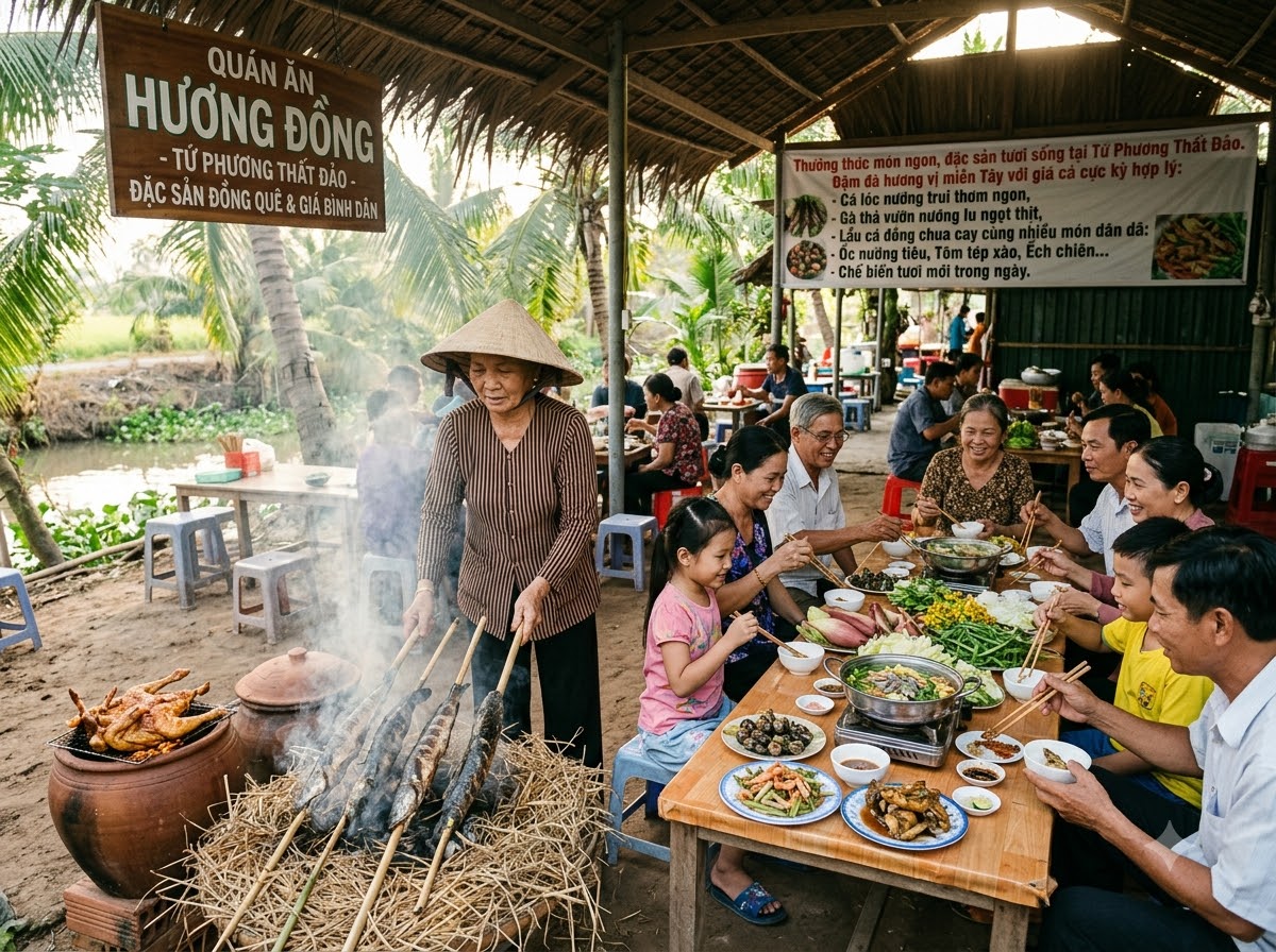 Ẩm thực đồng quê đặc sắc tại Tứ Phương Thất Đảo