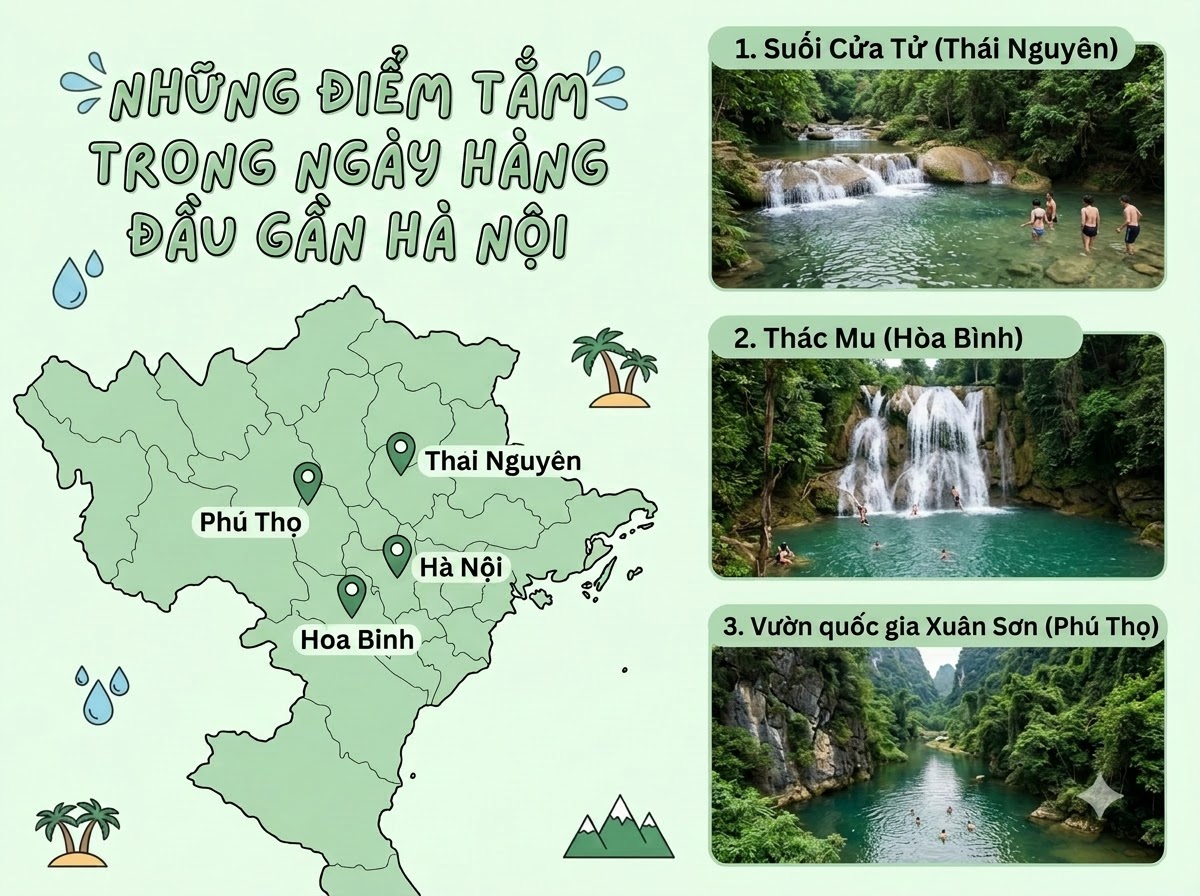 Top các địa điểm tắm suối/thác nước lân cận Hà Nội đi về trong ngày
