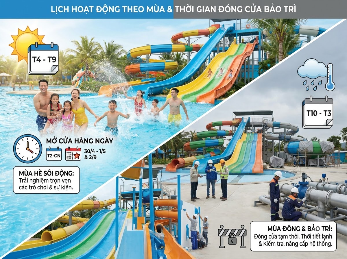 Lịch hoạt động theo mùa và thời gian đóng cửa bảo dưỡng