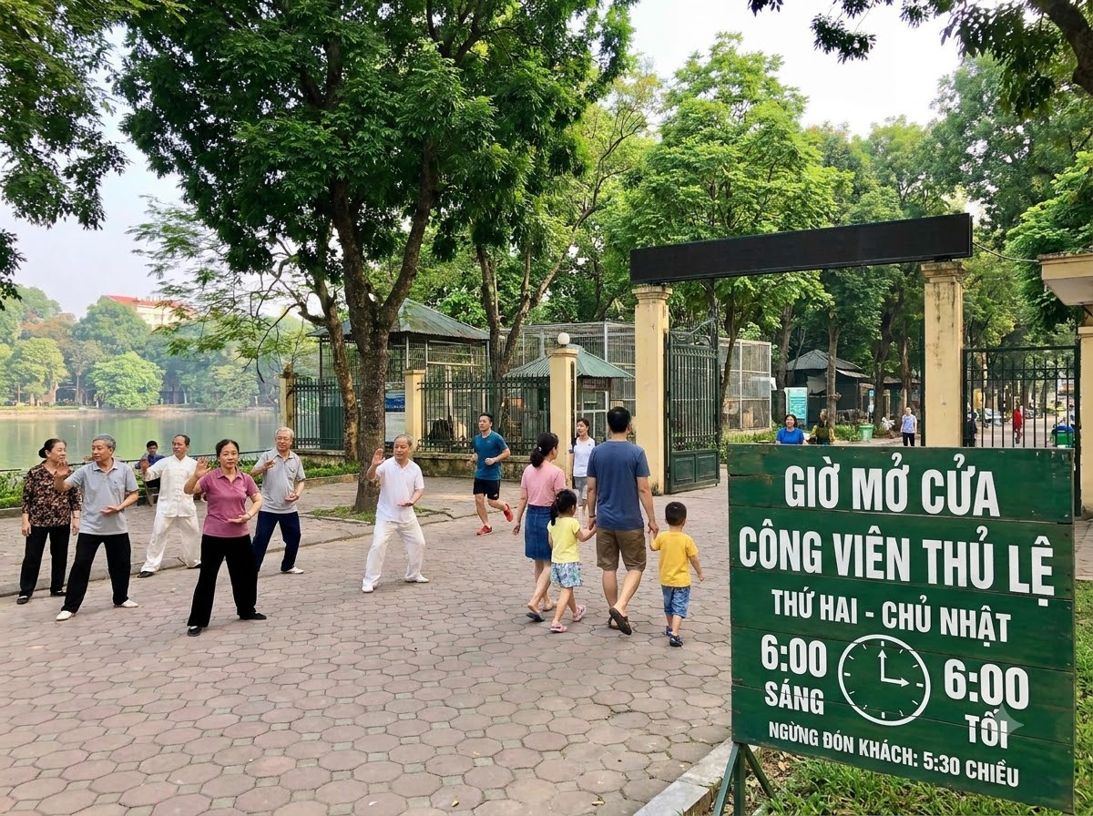 Giờ mở cửa công viên Thủ Lệ các ngày trong tuần