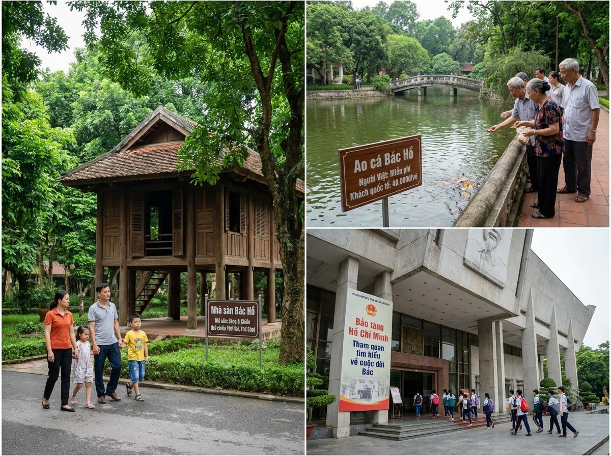 Nhà sàn Bác Hồ, Ao cá Bác Hồ và Bảo tàng Hồ Chí Minh